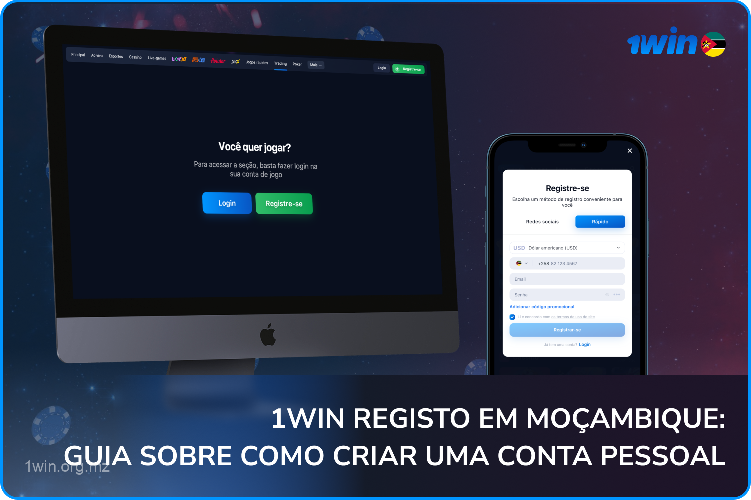 Os jogadores de Moçambique podem criar uma conta pessoal no 1win Casino em algumas etapas simples e obter acesso a jogos de cassino e apostas esportivas