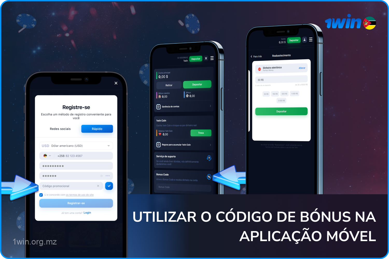 No aplicativo móvel 1win você pode usar um código promocional para receber bônus em jogos de cassino e apostas esportivas